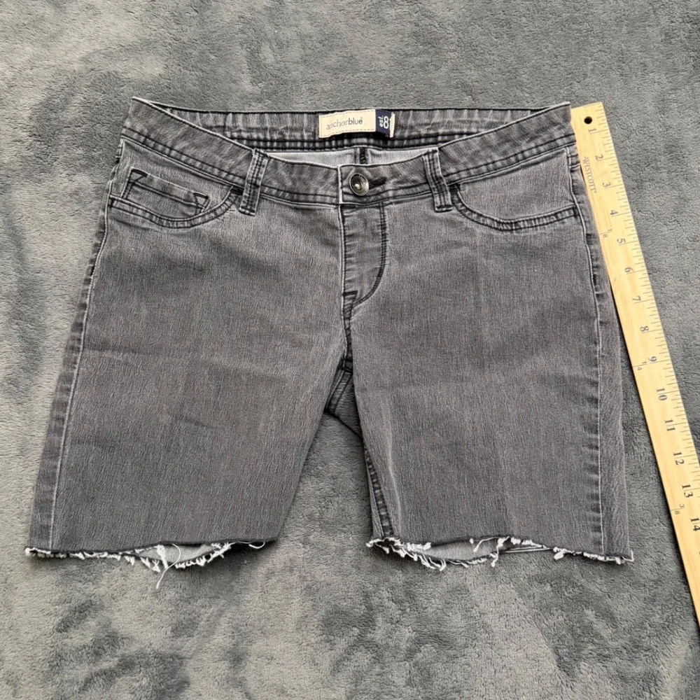 Anchor Blue Denim Shorts Womens 8 Gray Excellent Vintage Y2K Raw Hem Cutoff